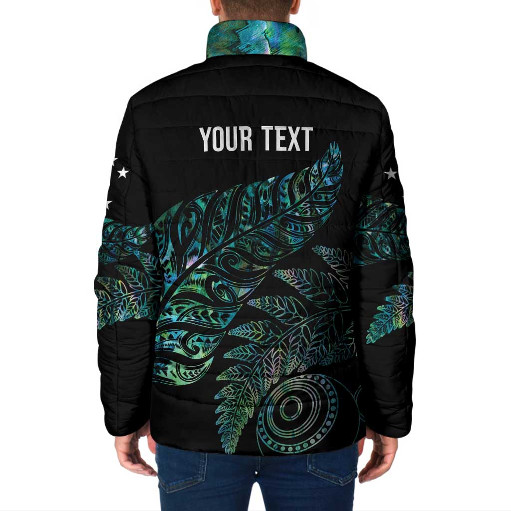 Aotearoa Personalized Lawn Bowls Maori Padded Jacket New Zealand Paua Shell Tribal Silver Fern - Polynesian Pride