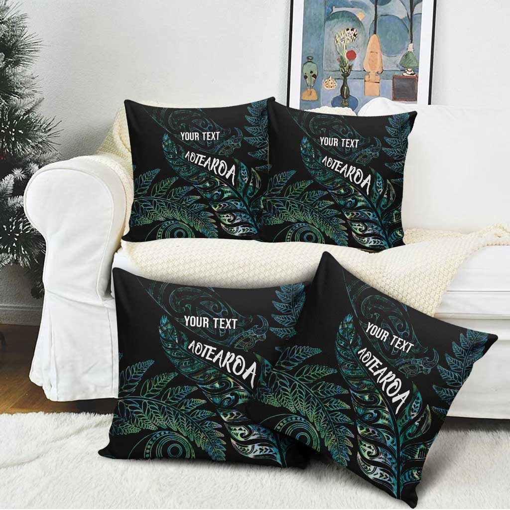 Aotearoa Personalized Lawn Bowls Maori Pillow Cover New Zealand Paua Shell Tribal Silver Fern - Polynesian Pride