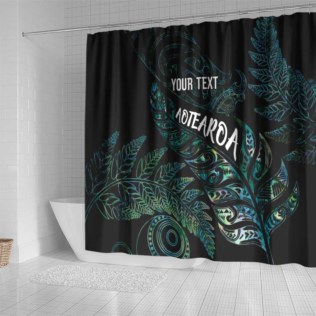 Aotearoa Personalized Lawn Bowls Maori Shower Curtain New Zealand Paua Shell Tribal Silver Fern - Polynesian Pride