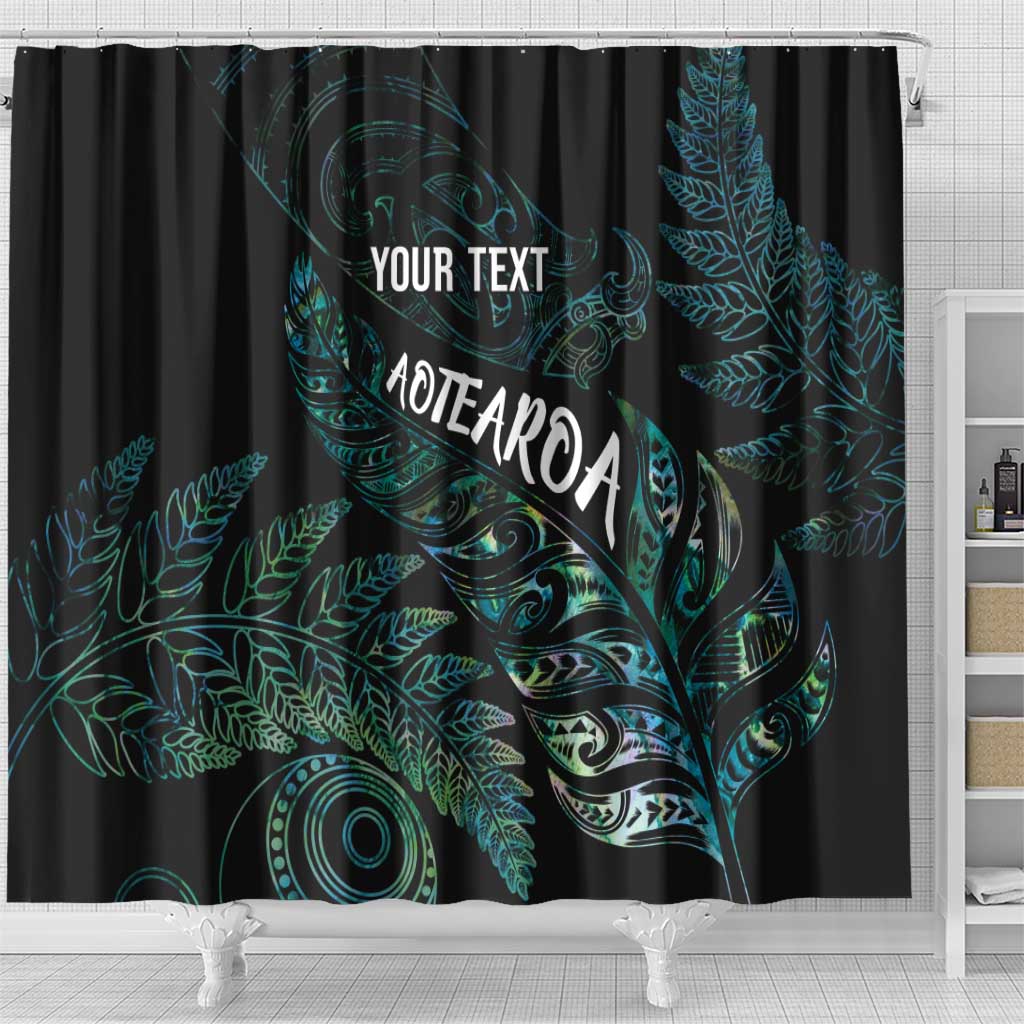 Aotearoa Personalized Lawn Bowls Maori Shower Curtain New Zealand Paua Shell Tribal Silver Fern - Polynesian Pride