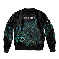 Aotearoa Personalized Lawn Bowls Maori Sleeve Zip Bomber Jacket New Zealand Paua Shell Tribal Silver Fern - Polynesian Pride