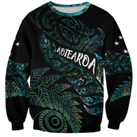 Aotearoa Personalized Lawn Bowls Maori Sweatshirt New Zealand Paua Shell Tribal Silver Fern - Polynesian Pride