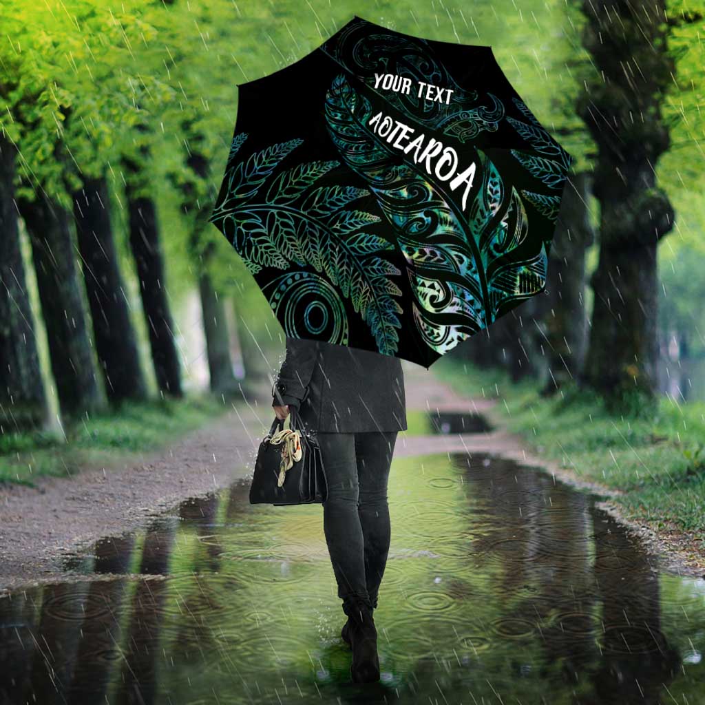 Aotearoa Personalized Lawn Bowls Maori Umbrella New Zealand Paua Shell Tribal Silver Fern - Polynesian Pride