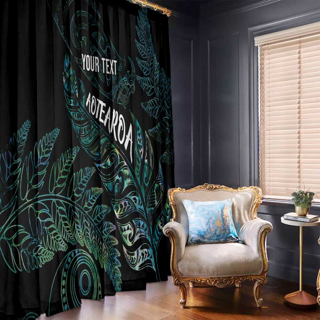 Aotearoa Personalized Lawn Bowls Maori Window Curtain New Zealand Paua Shell Tribal Silver Fern - Polynesian Pride