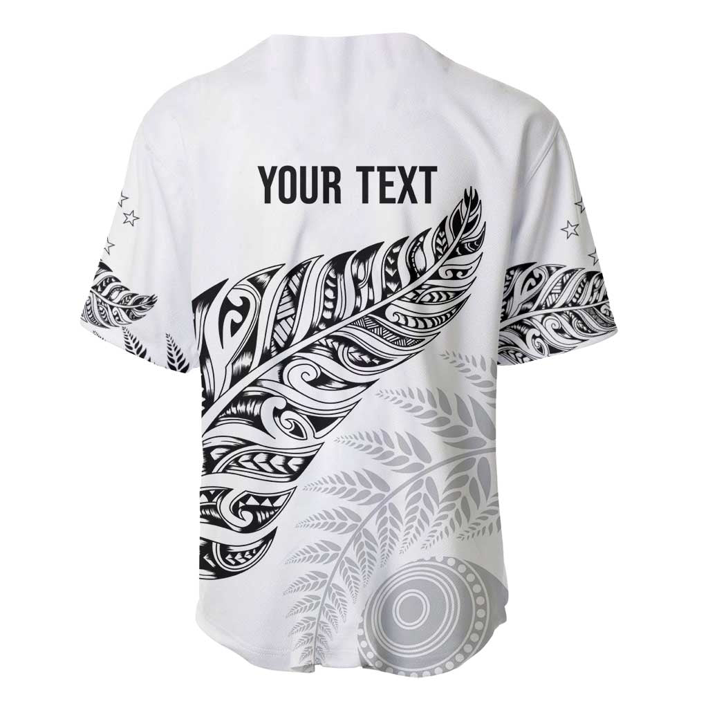 Aotearoa Personalized Lawn Bowls Maori Baseball Jersey New Zealand White Tribal Silver Fern - Polynesian Pride