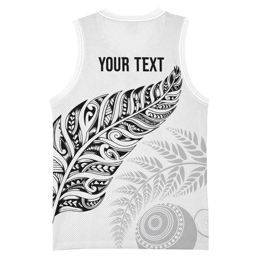 Aotearoa Personalized Lawn Bowls Maori Basketball Jersey New Zealand White Tribal Silver Fern - Polynesian Pride