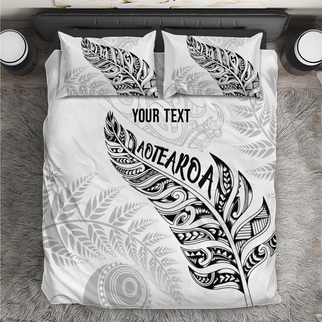 Aotearoa Personalized Lawn Bowls Maori Bedding Set New Zealand White Tribal Silver Fern - Polynesian Pride