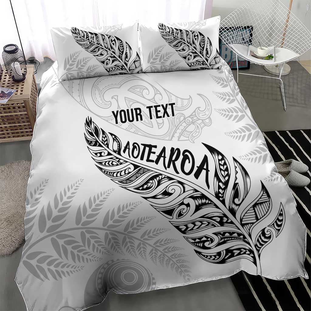 Aotearoa Personalized Lawn Bowls Maori Bedding Set New Zealand White Tribal Silver Fern - Polynesian Pride