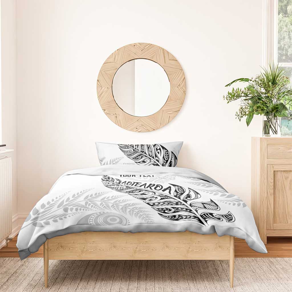 Aotearoa Personalized Lawn Bowls Maori Bedding Set New Zealand White Tribal Silver Fern - Polynesian Pride