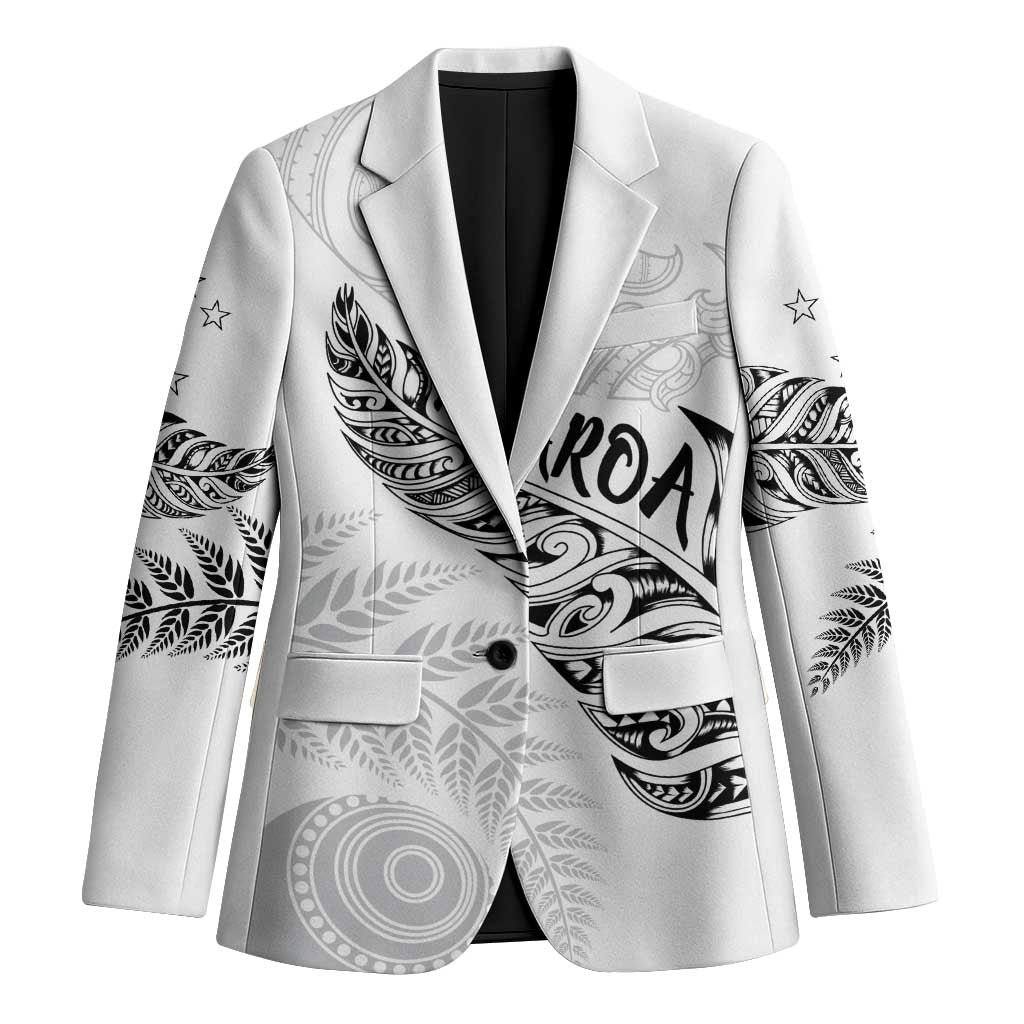 Aotearoa Personalized Lawn Bowls Maori Blazer New Zealand White Tribal Silver Fern - Polynesian Pride