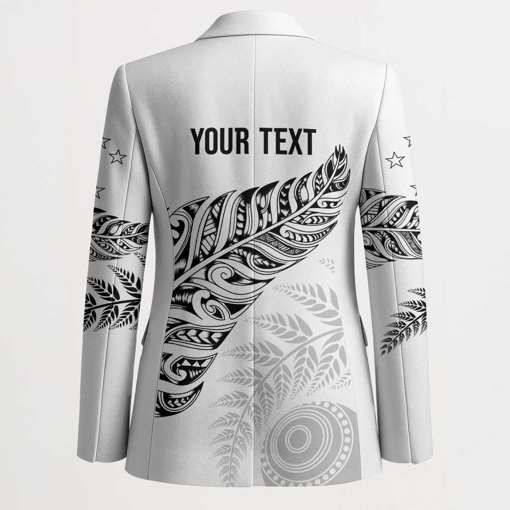 Aotearoa Personalized Lawn Bowls Maori Blazer New Zealand White Tribal Silver Fern - Polynesian Pride