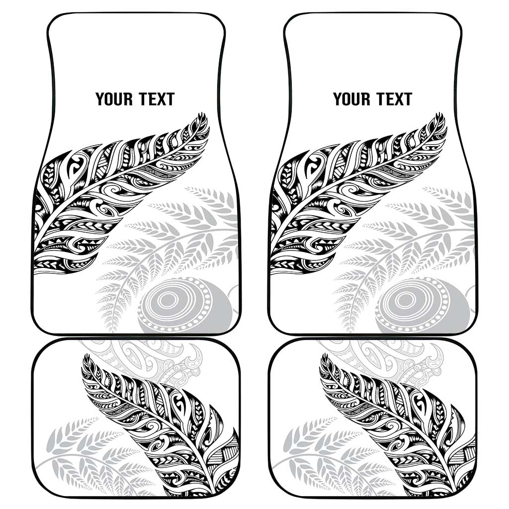 Aotearoa Personalized Lawn Bowls Maori Car Mats New Zealand White Tribal Silver Fern - Polynesian Pride