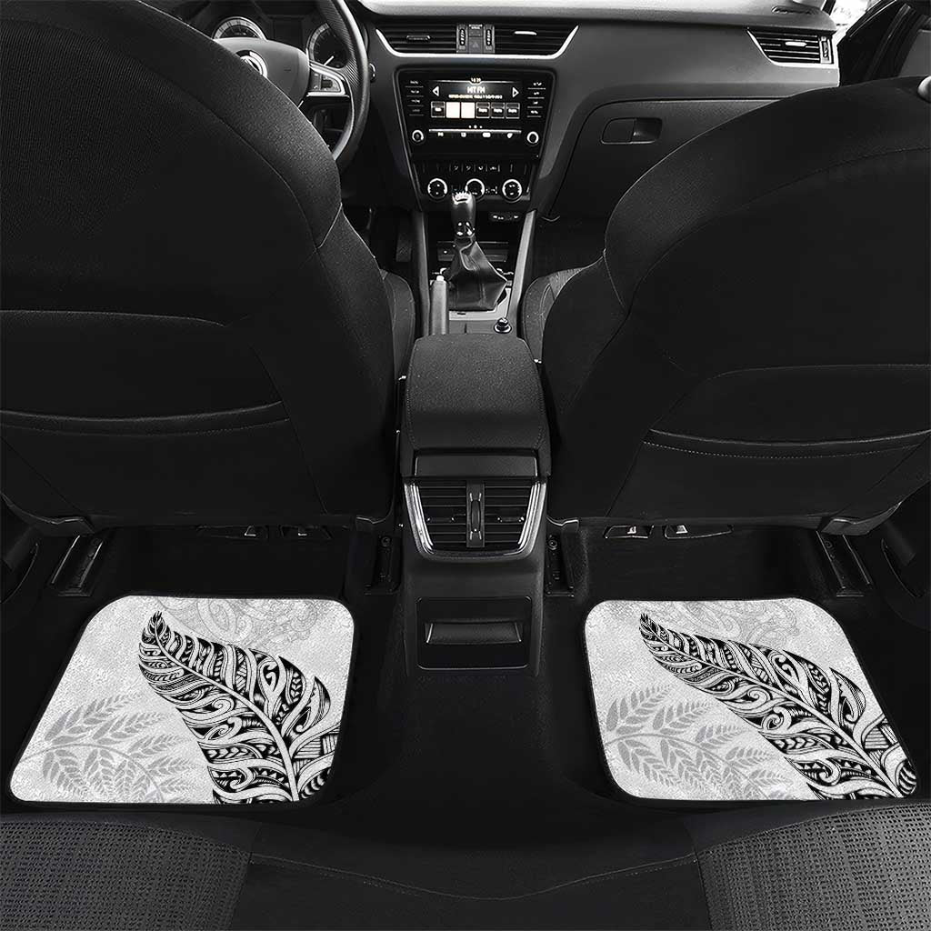 Aotearoa Personalized Lawn Bowls Maori Car Mats New Zealand White Tribal Silver Fern - Polynesian Pride