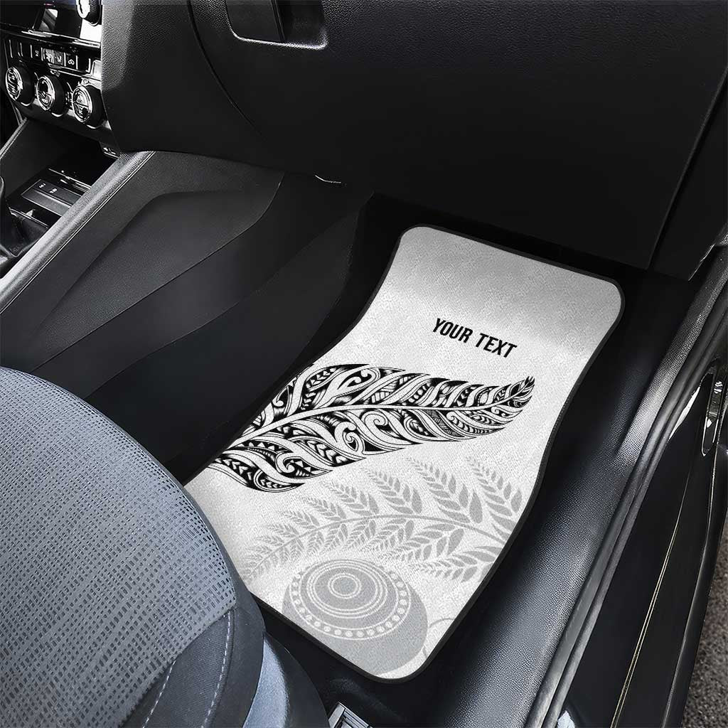 Aotearoa Personalized Lawn Bowls Maori Car Mats New Zealand White Tribal Silver Fern - Polynesian Pride