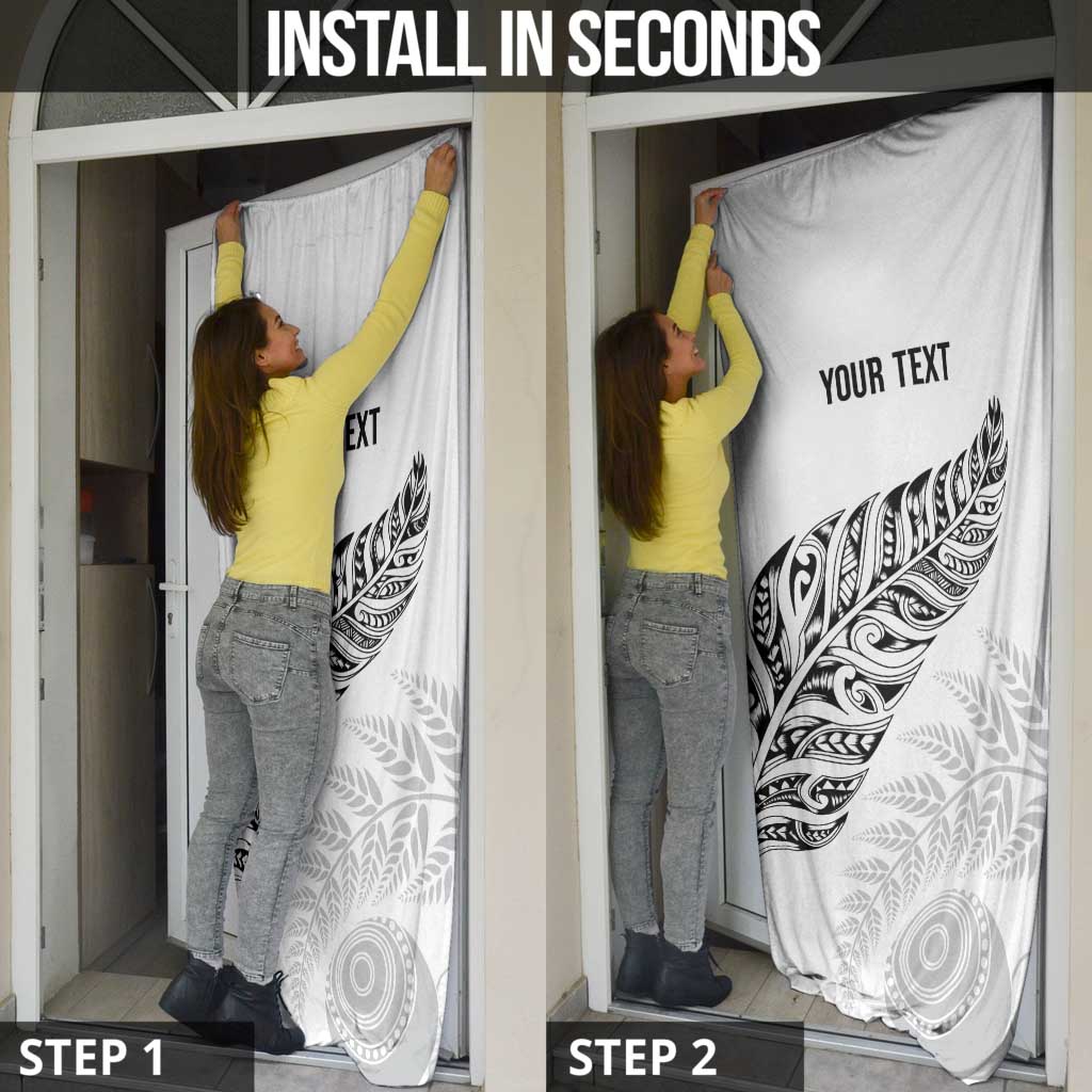 Aotearoa Personalized Lawn Bowls Maori Door Cover New Zealand White Tribal Silver Fern - Polynesian Pride