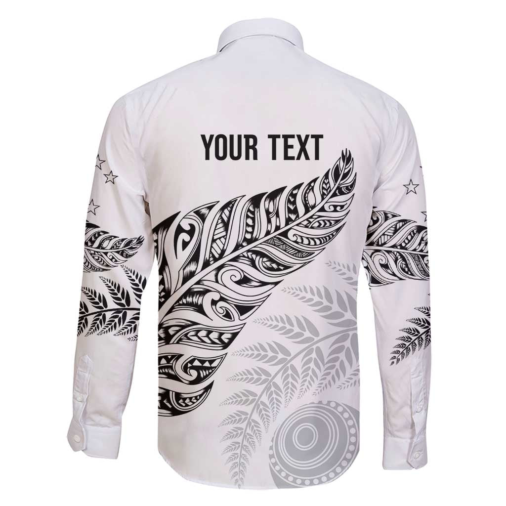 Aotearoa Personalized Lawn Bowls Maori Family Matching Long Sleeve Bodycon Dress and Hawaiian Shirt New Zealand White Tribal Silver Fern - Polynesian Pride