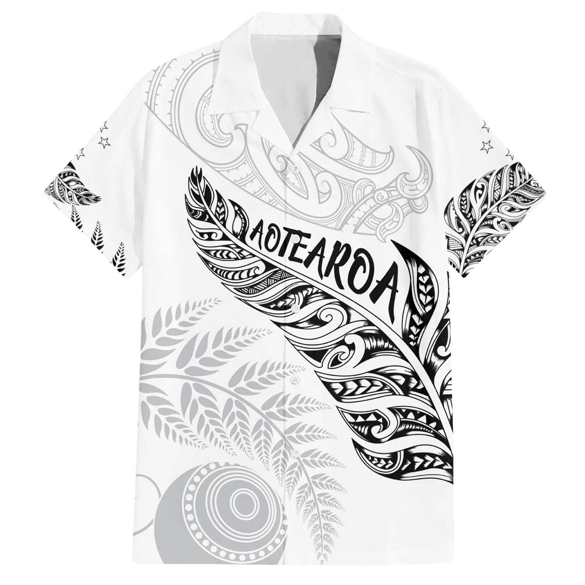 Aotearoa Personalized Lawn Bowls Maori Family Matching Off The Shoulder Long Sleeve Dress and Hawaiian Shirt New Zealand White Tribal Silver Fern - Polynesian Pride