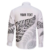 Aotearoa Personalized Lawn Bowls Maori Family Matching Off The Shoulder Long Sleeve Dress and Hawaiian Shirt New Zealand White Tribal Silver Fern - Polynesian Pride