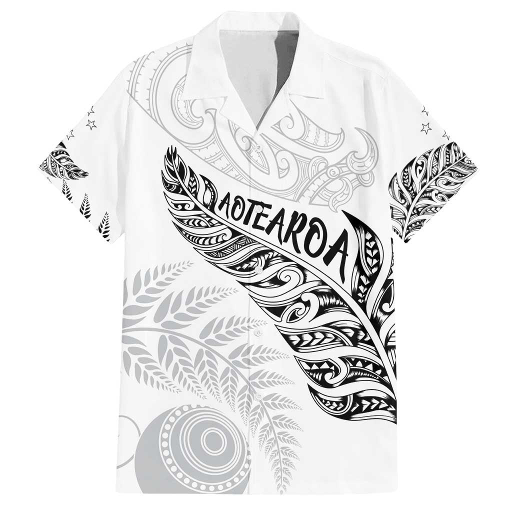 Aotearoa Personalized Lawn Bowls Maori Family Matching Summer Maxi Dress and Hawaiian Shirt New Zealand White Tribal Silver Fern - Polynesian Pride