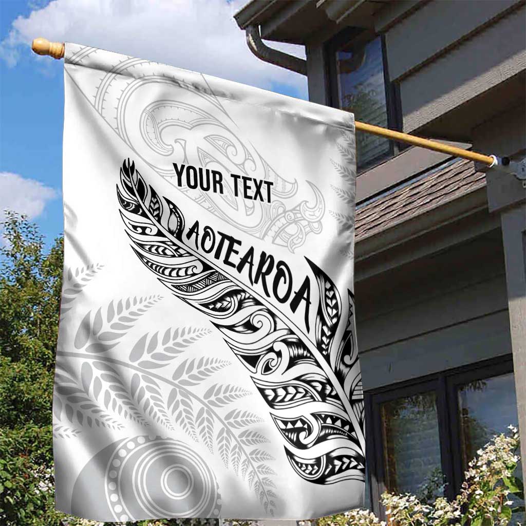Aotearoa Personalized Lawn Bowls Maori Garden Flag New Zealand White Tribal Silver Fern - Polynesian Pride