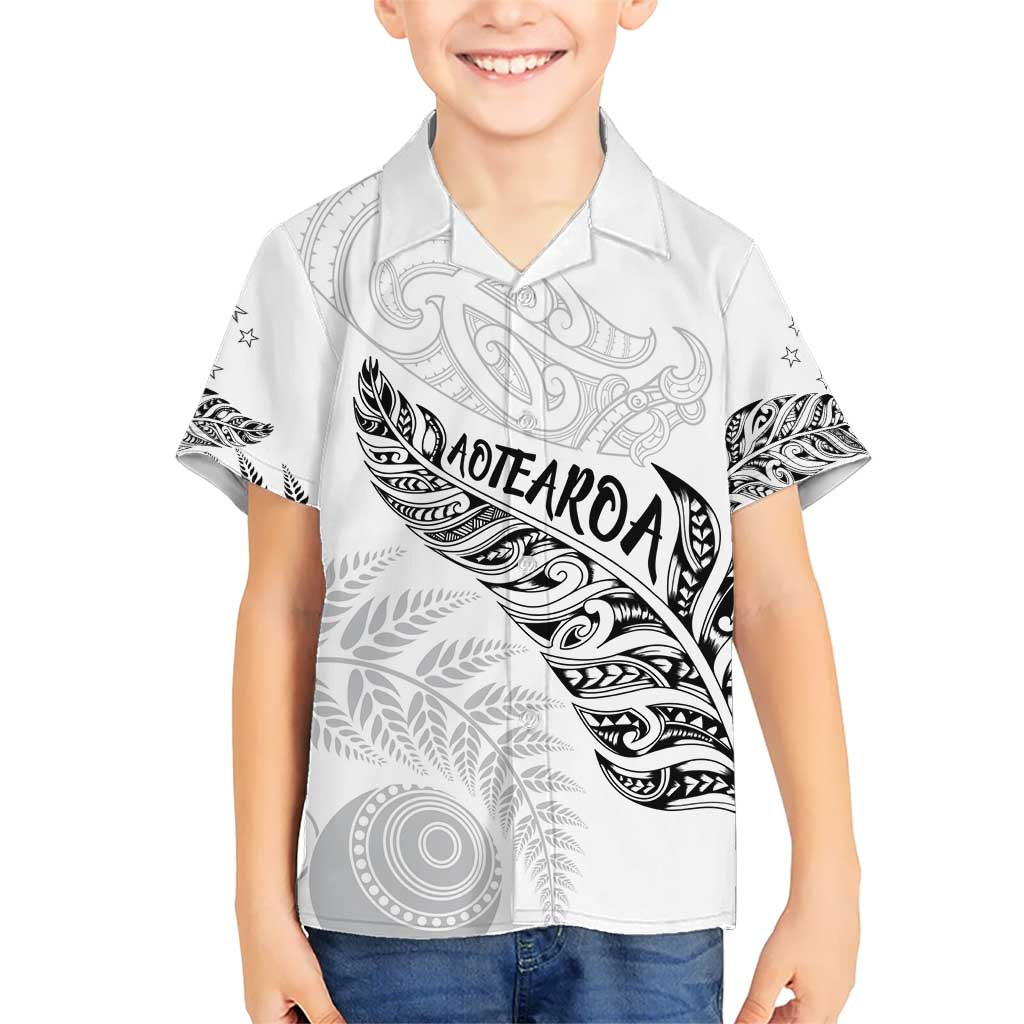 Aotearoa Personalized Lawn Bowls Maori Hawaiian Shirt New Zealand White Tribal Silver Fern - Polynesian Pride