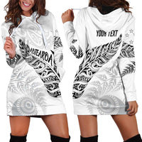 Aotearoa Personalized Lawn Bowls Maori Hoodie Dress New Zealand White Tribal Silver Fern - Polynesian Pride