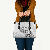 Aotearoa Personalized Lawn Bowls Maori Leather Bag New Zealand White Tribal Silver Fern - Polynesian Pride
