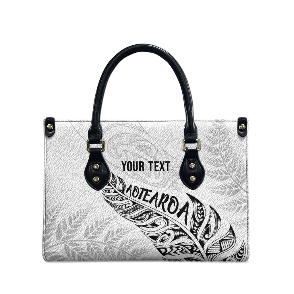 Aotearoa Personalized Lawn Bowls Maori Leather Bag New Zealand White Tribal Silver Fern - Polynesian Pride