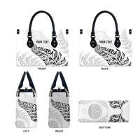 Aotearoa Personalized Lawn Bowls Maori Leather Bag New Zealand White Tribal Silver Fern - Polynesian Pride