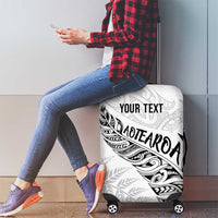 Aotearoa Personalized Lawn Bowls Maori Luggage Cover New Zealand White Tribal Silver Fern - Polynesian Pride