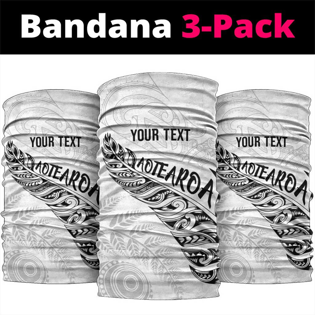 Aotearoa Personalized Lawn Bowls Maori Neck Gaiter New Zealand White Tribal Silver Fern - Polynesian Pride