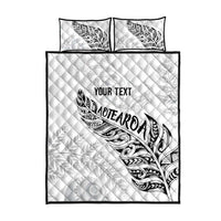 Aotearoa Personalized Lawn Bowls Maori Quilt Bed Set New Zealand White Tribal Silver Fern - Polynesian Pride