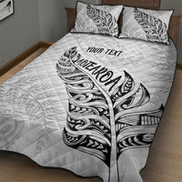 Aotearoa Personalized Lawn Bowls Maori Quilt Bed Set New Zealand White Tribal Silver Fern - Polynesian Pride
