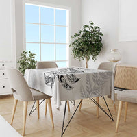 Aotearoa Personalized Lawn Bowls Maori Tablecloth New Zealand White Tribal Silver Fern - Polynesian Pride