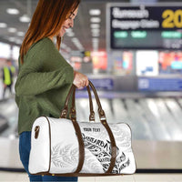 Aotearoa Personalized Lawn Bowls Maori Travel Bag New Zealand White Tribal Silver Fern - Polynesian Pride