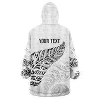 Aotearoa Personalized Lawn Bowls Maori Wearable Blanket Hoodie New Zealand White Tribal Silver Fern - Polynesian Pride