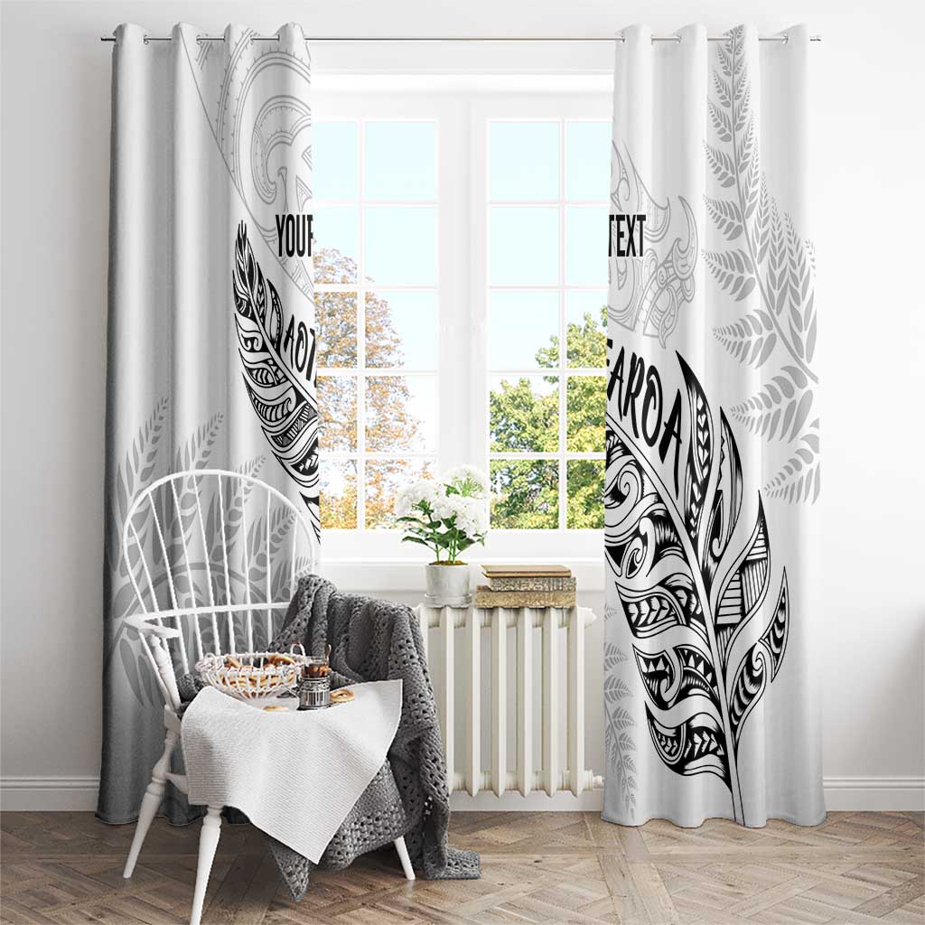 Aotearoa Personalized Lawn Bowls Maori Window Curtain New Zealand White Tribal Silver Fern - Polynesian Pride