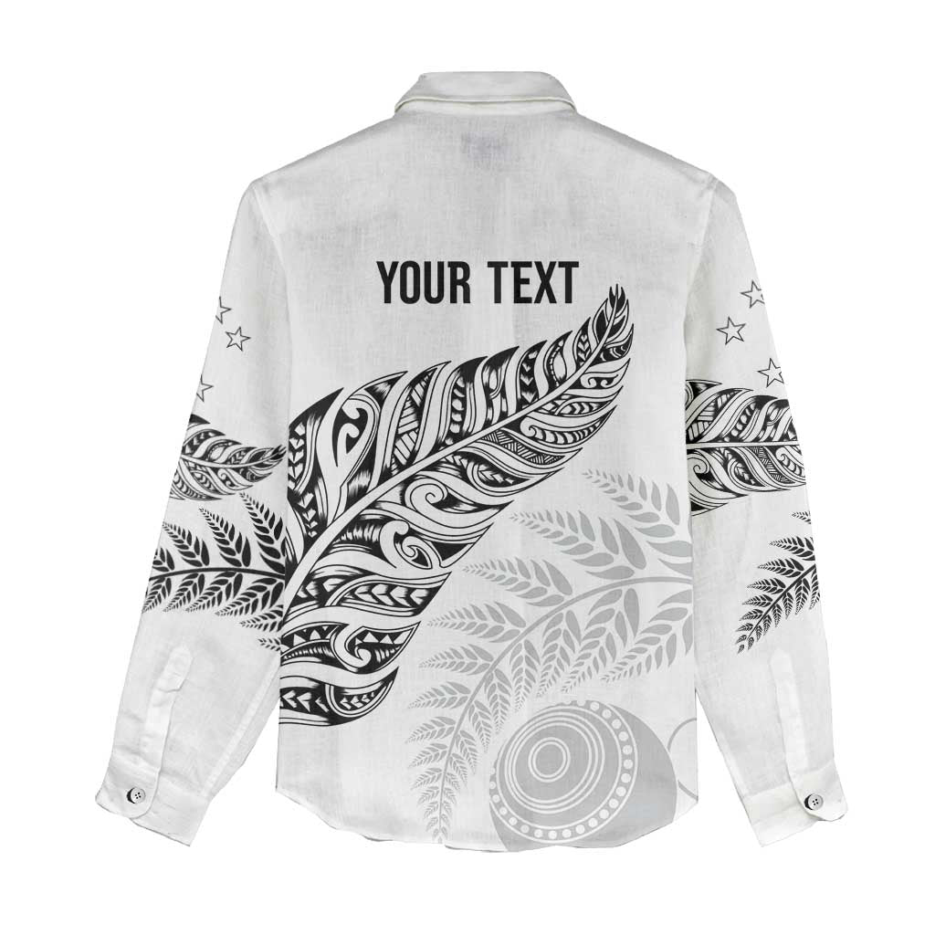Aotearoa Personalized Lawn Bowls Maori Women Casual Shirt New Zealand White Tribal Silver Fern - Polynesian Pride