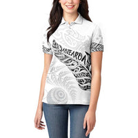 Aotearoa Personalized Lawn Bowls Maori Women Polo Shirt New Zealand White Tribal Silver Fern - Polynesian Pride