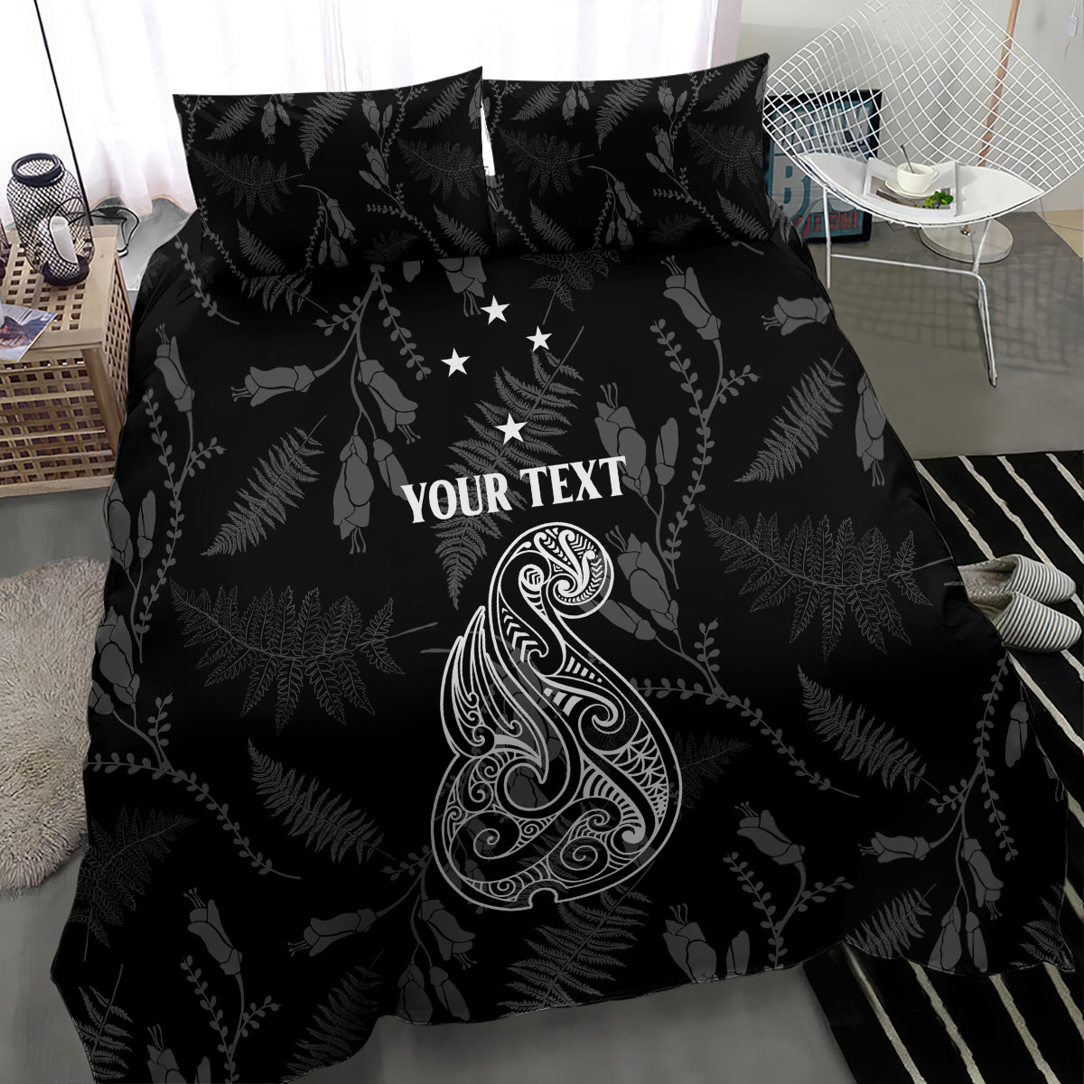 Personalised Maori Waitangi Bedding Set New Zealand Silver Fern Mix Kowhai Flowers LT7 - Polynesian Pride