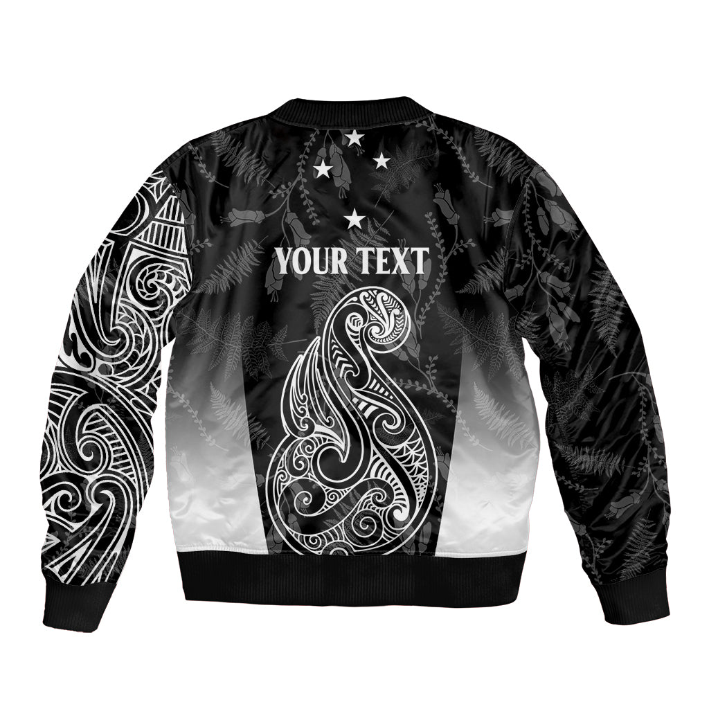 Personalised Maori Waitangi Bomber Jacket New Zealand Silver Fern Mix Kowhai Flowers LT7 - Polynesian Pride