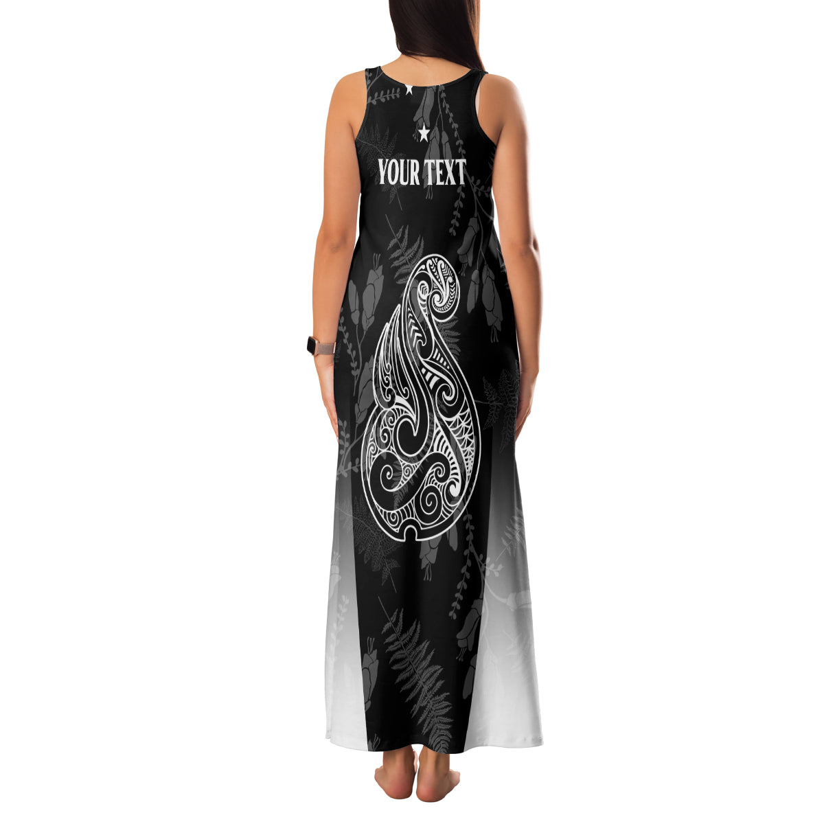 Personalised Maori Waitangi Family Matching Tank Maxi Dress and Hawaiian Shirt New Zealand Silver Fern Mix Kowhai Flowers LT7 - Polynesian Pride