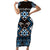 Personalised Taniko Motifs Aotearoa Family Matching Short Sleeve Bodycon Dress and Hawaiian Shirt Waitangi Kowhaiwhai Kiwi - Blue