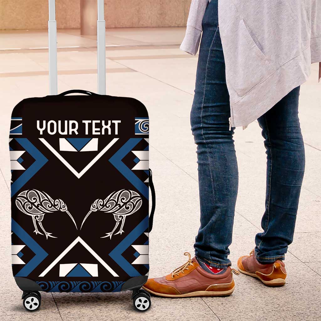 Personalised Taniko Motifs Aotearoa Luggage Cover Waitangi Kowhaiwhai Kiwi - Blue LT7 Blue - Polynesian Pride