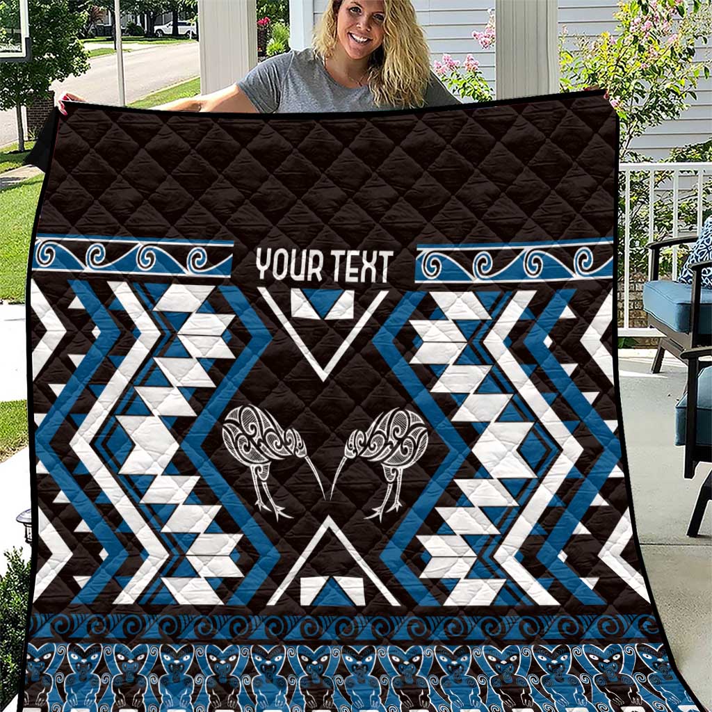 Personalised Taniko Motifs Aotearoa Quilt Waitangi Kowhaiwhai Kiwi - Blue LT7 Blue - Polynesian Pride