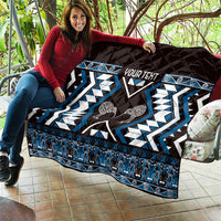 Personalised Taniko Motifs Aotearoa Quilt Waitangi Kowhaiwhai Kiwi - Blue