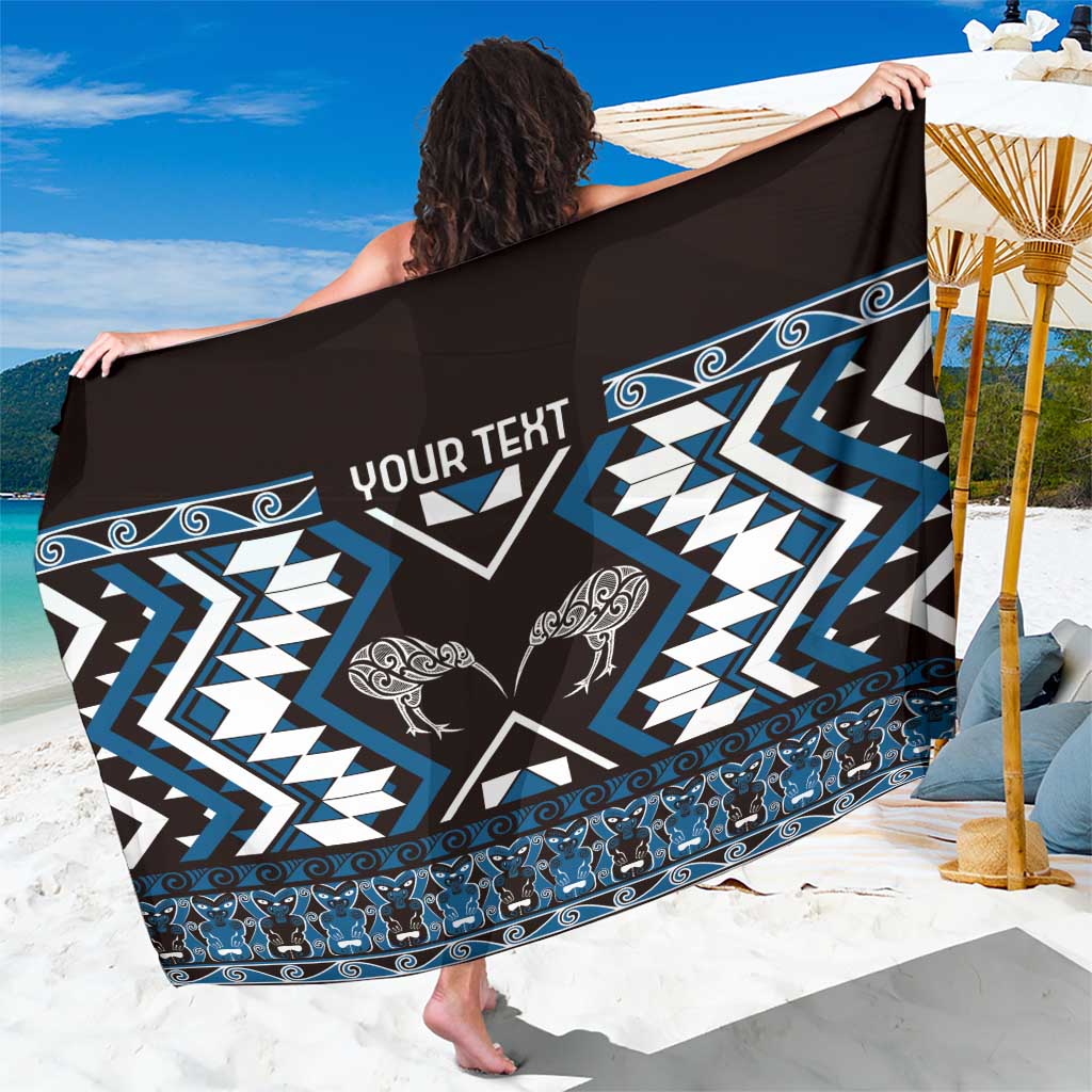 Personalised Taniko Motifs Aotearoa Sarong Waitangi Kowhaiwhai Kiwi - Blue LT7 One Size 44 x 66 inches Blue - Polynesian Pride