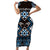 Personalised Taniko Motifs Aotearoa Short Sleeve Bodycon Dress Waitangi Kowhaiwhai Kiwi - Blue