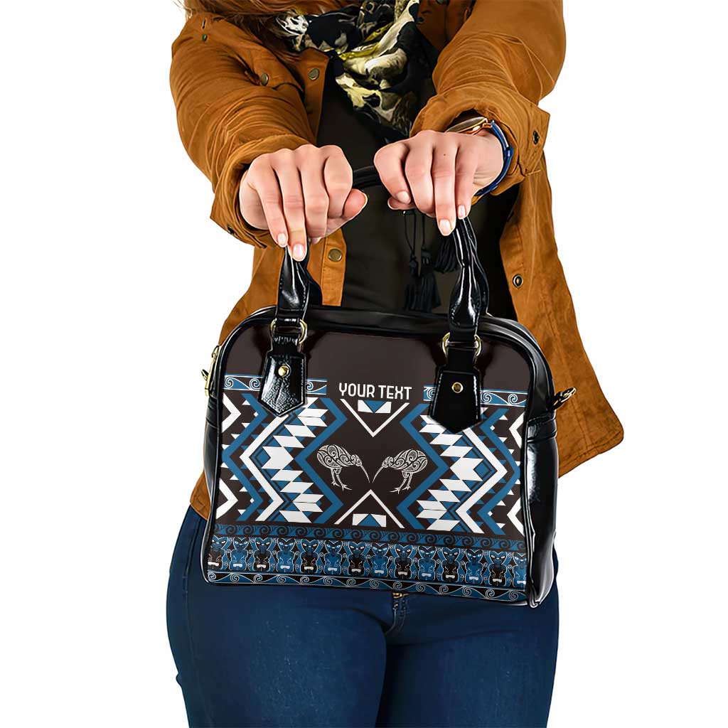Personalised Taniko Motifs Aotearoa Shoulder Handbag Waitangi Kowhaiwhai Kiwi - Blue LT7 One Size Blue - Polynesian Pride