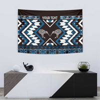 Personalised Taniko Motifs Aotearoa Tapestry Waitangi Kowhaiwhai Kiwi - Blue